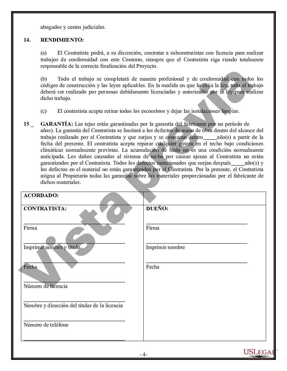 Preview Contrato de techado para contratista