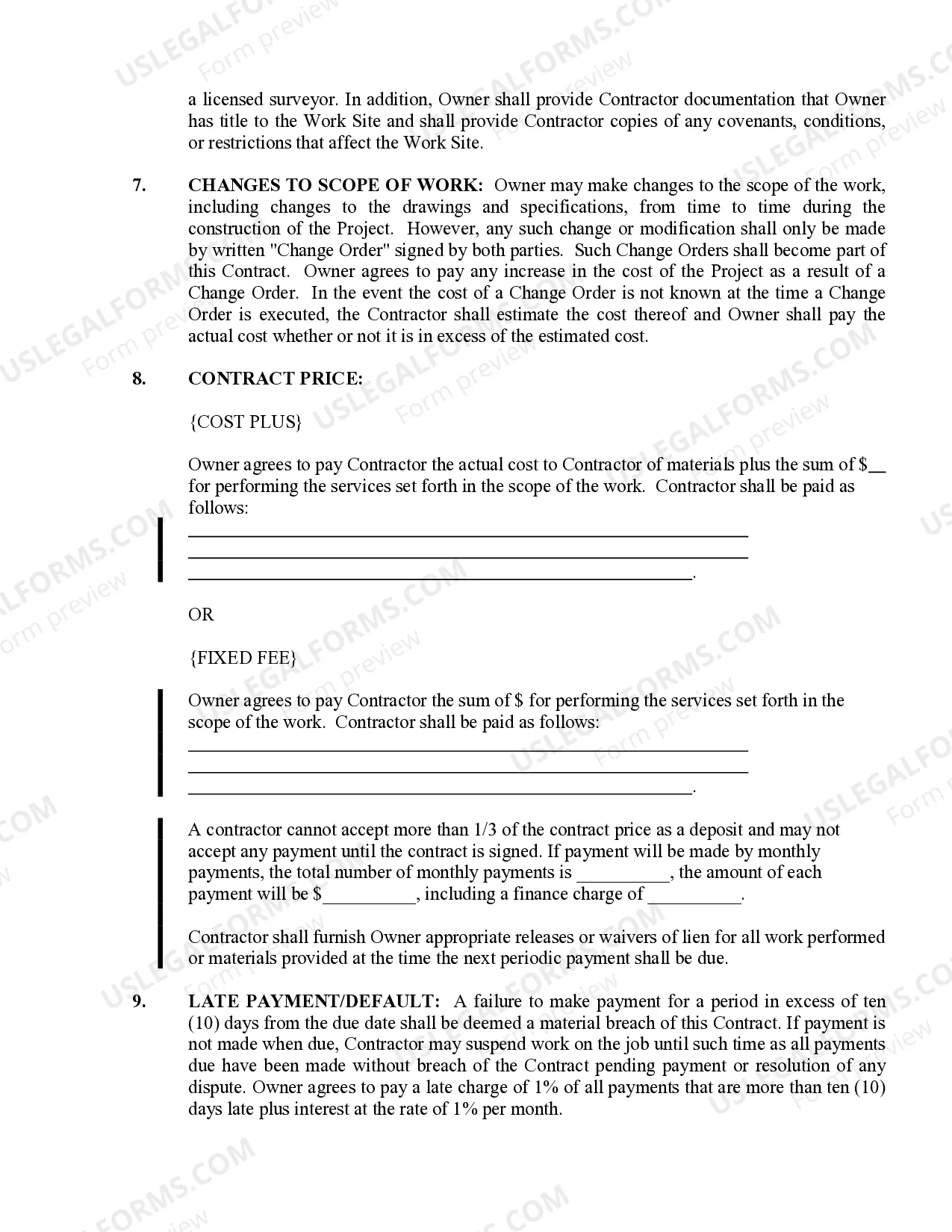 Preview Electrical Contract for Contractor
