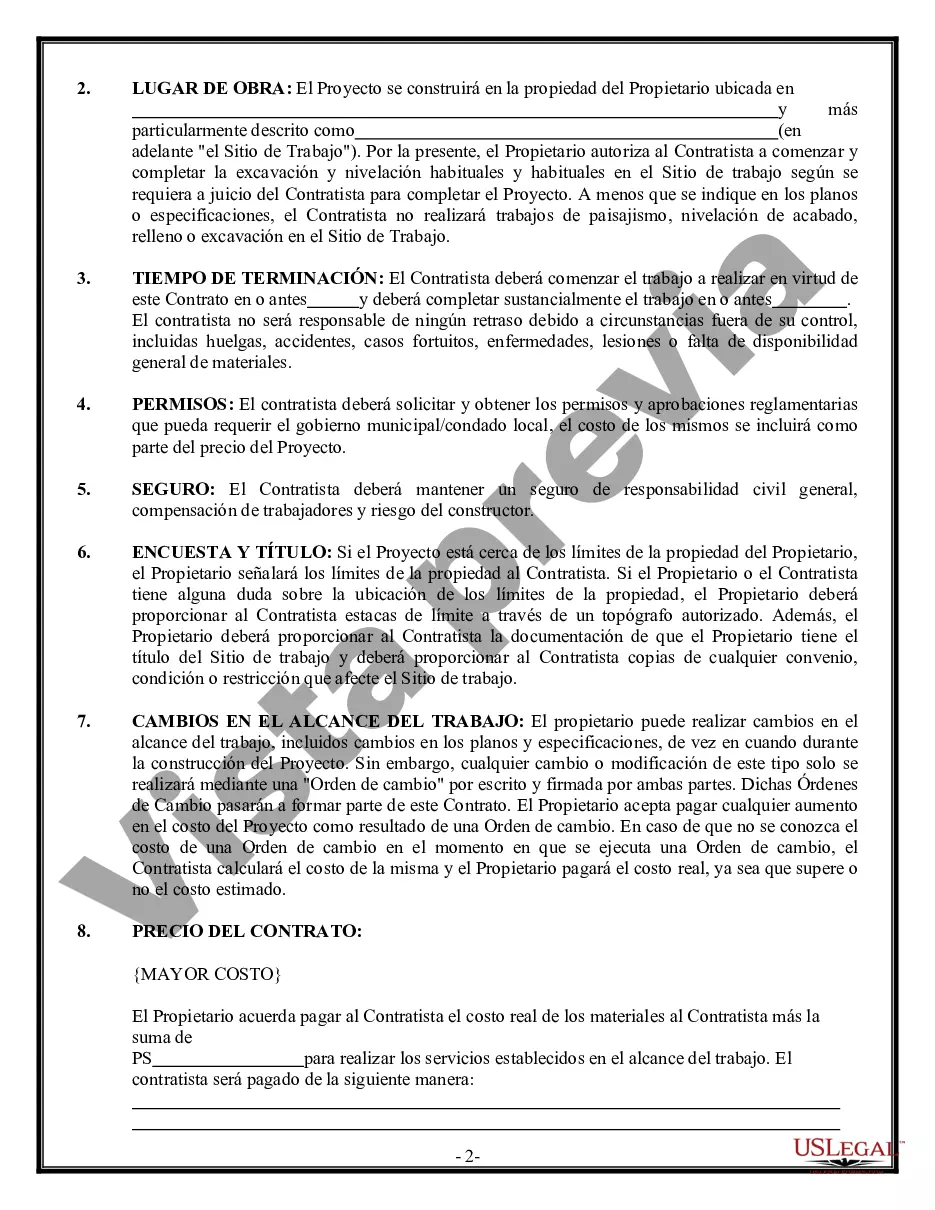 Preview Contrato de paneles de yeso de yeso para contratista