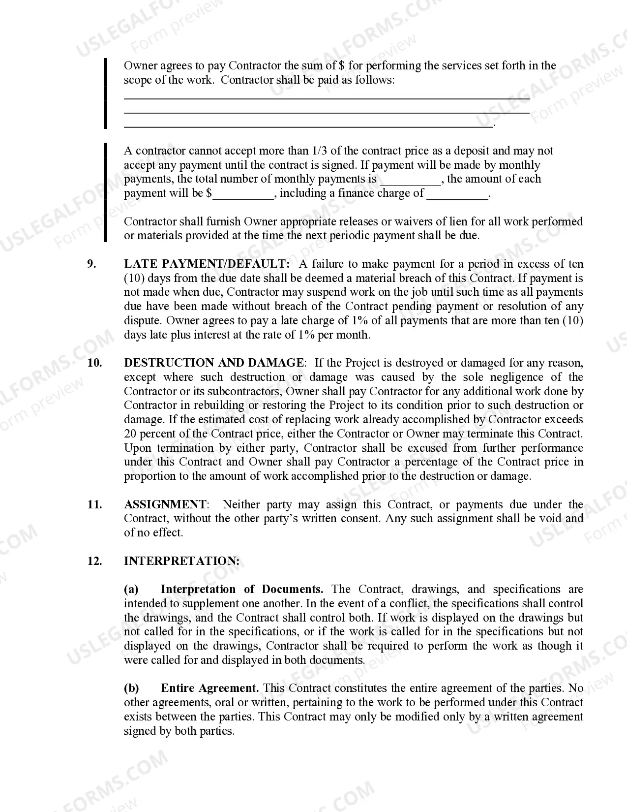 Preview Sheetrock Drywall Contract for Contractor