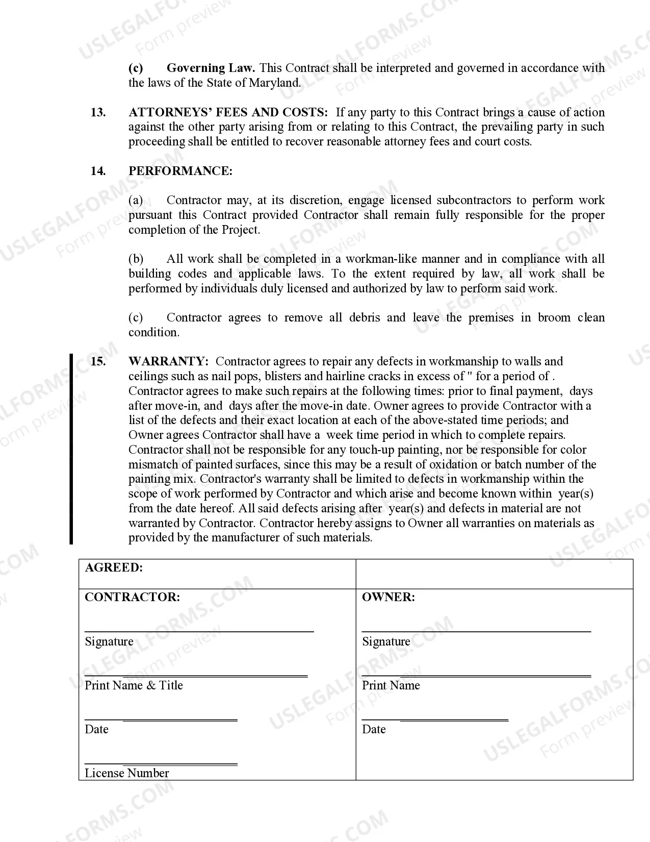 Preview Sheetrock Drywall Contract for Contractor