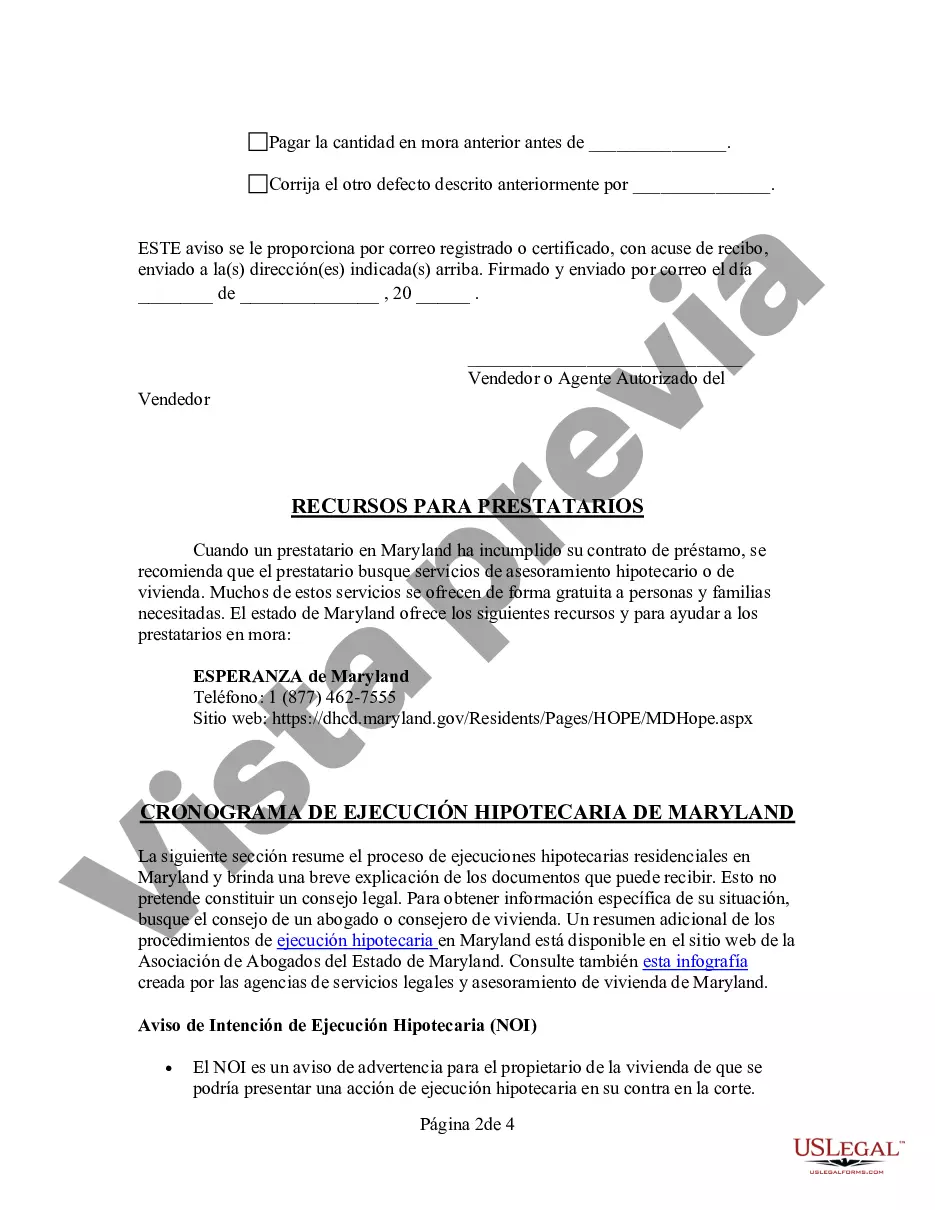 Preview Aviso general de incumplimiento de contrato de escritura
