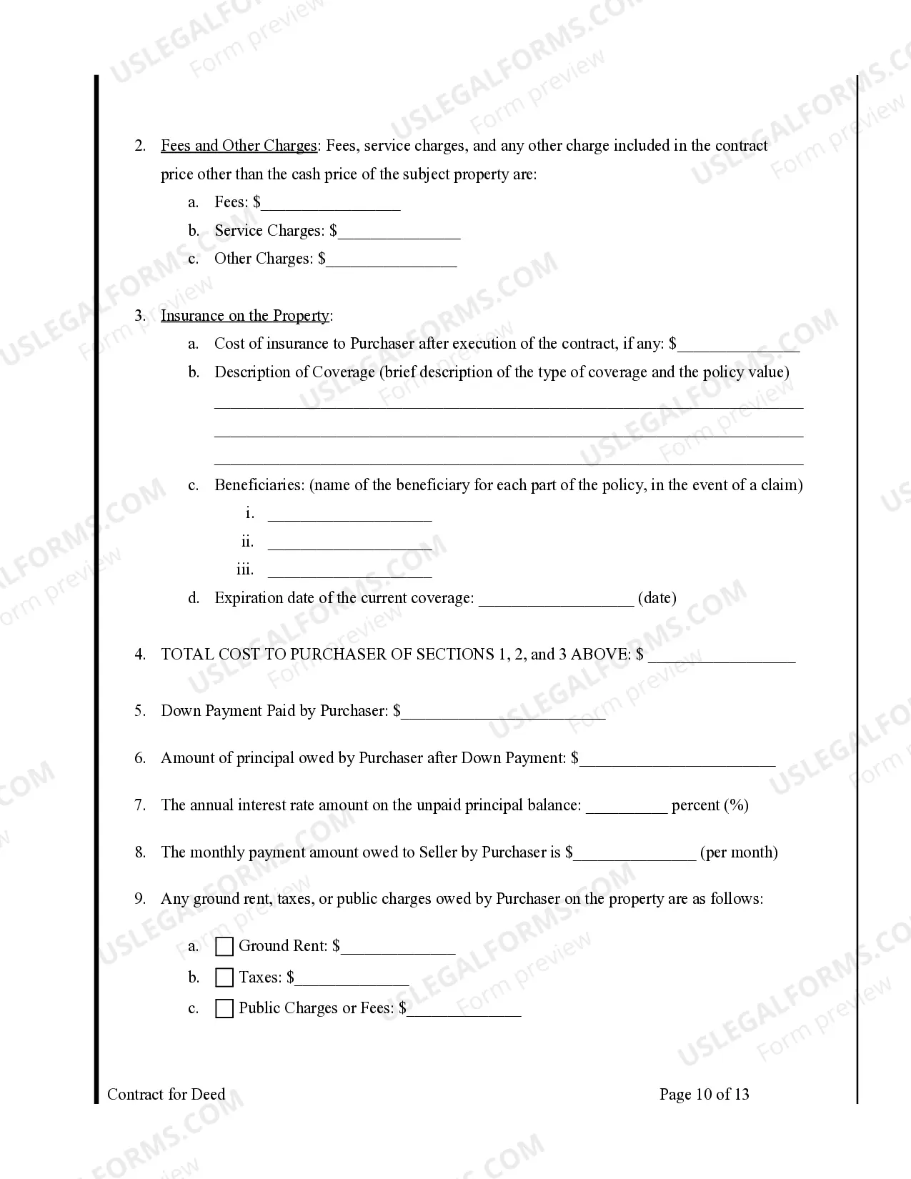 Preview Agreement or Contract for Deed for Sale and Purchase of Real Estate a/k/a Land or Executory Contract