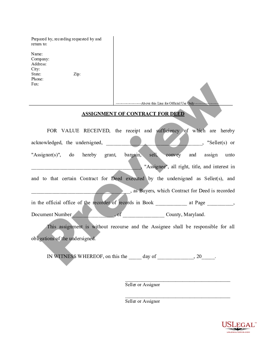 maryland real estate assignment contract