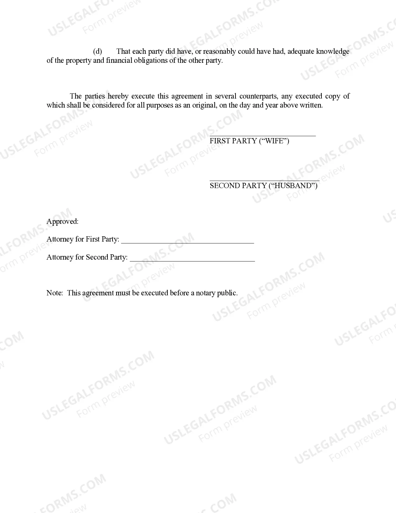 Preview Maryland Prenuptial Premarital Agreement without Financial Statements