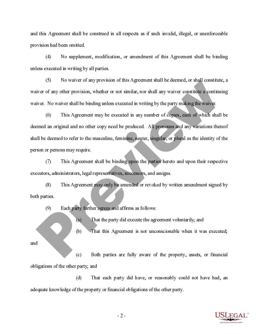 Preview Amendment to Prenuptial or Premarital Agreement