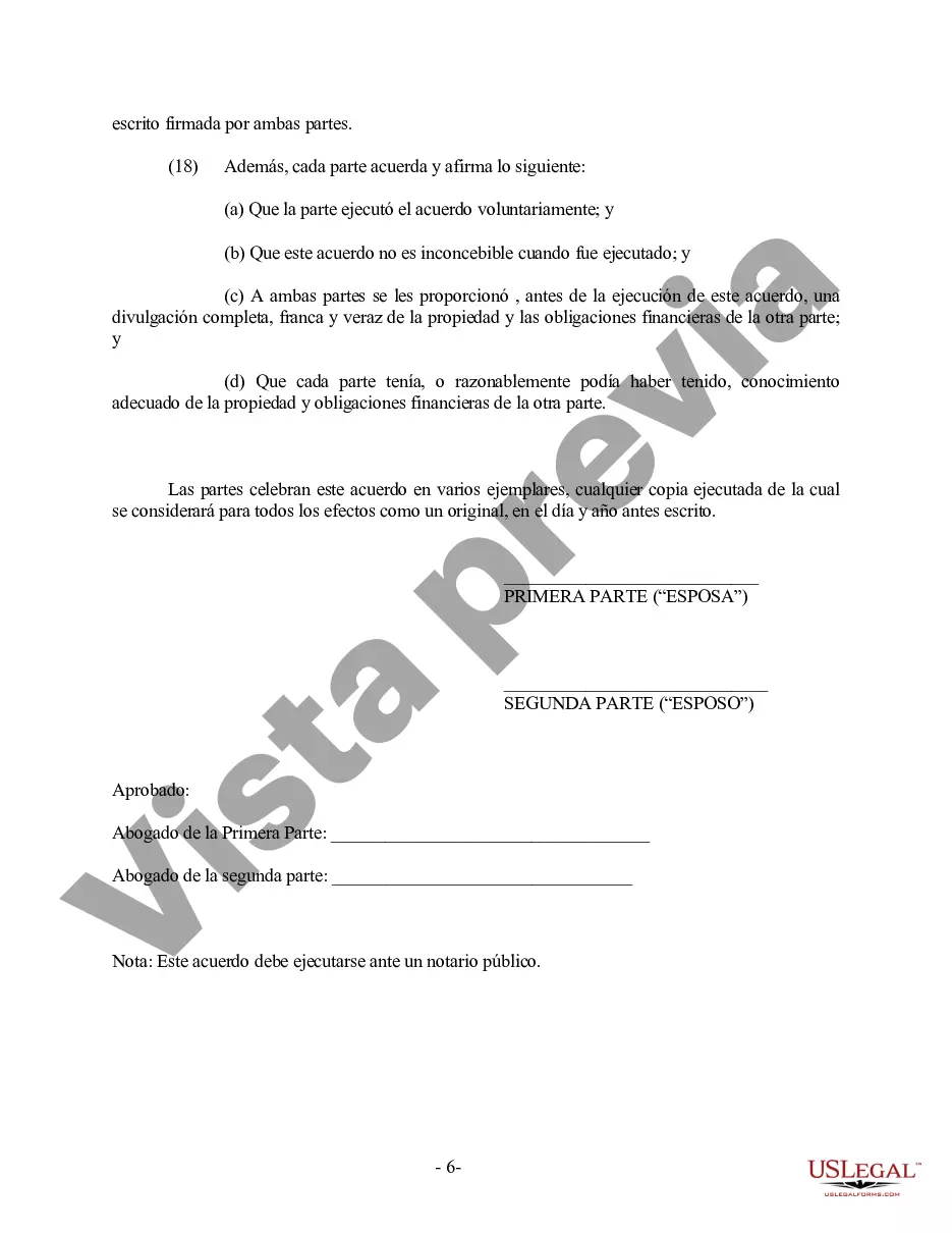 Preview Acuerdo prematrimonial prenupcial de Maryland con estados financieros