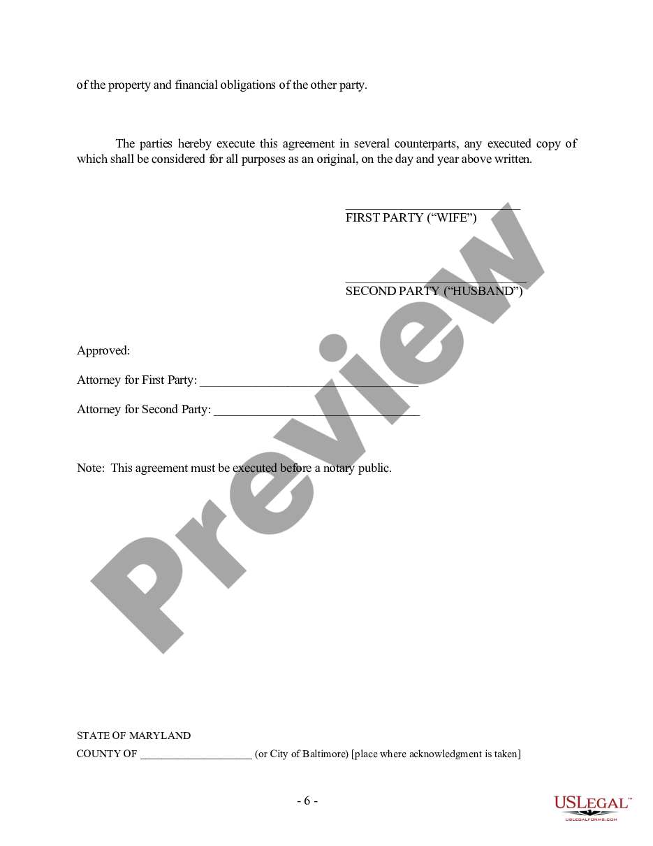 page 5 Maryland Prenuptial Premarital Agreement with Financial Statements preview