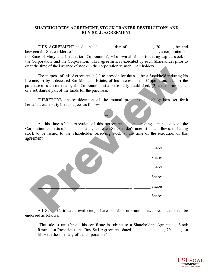 page 9 Maryland Pre-Incorporation Agreement, Shareholders Agreement and Confidentiality Agreement preview