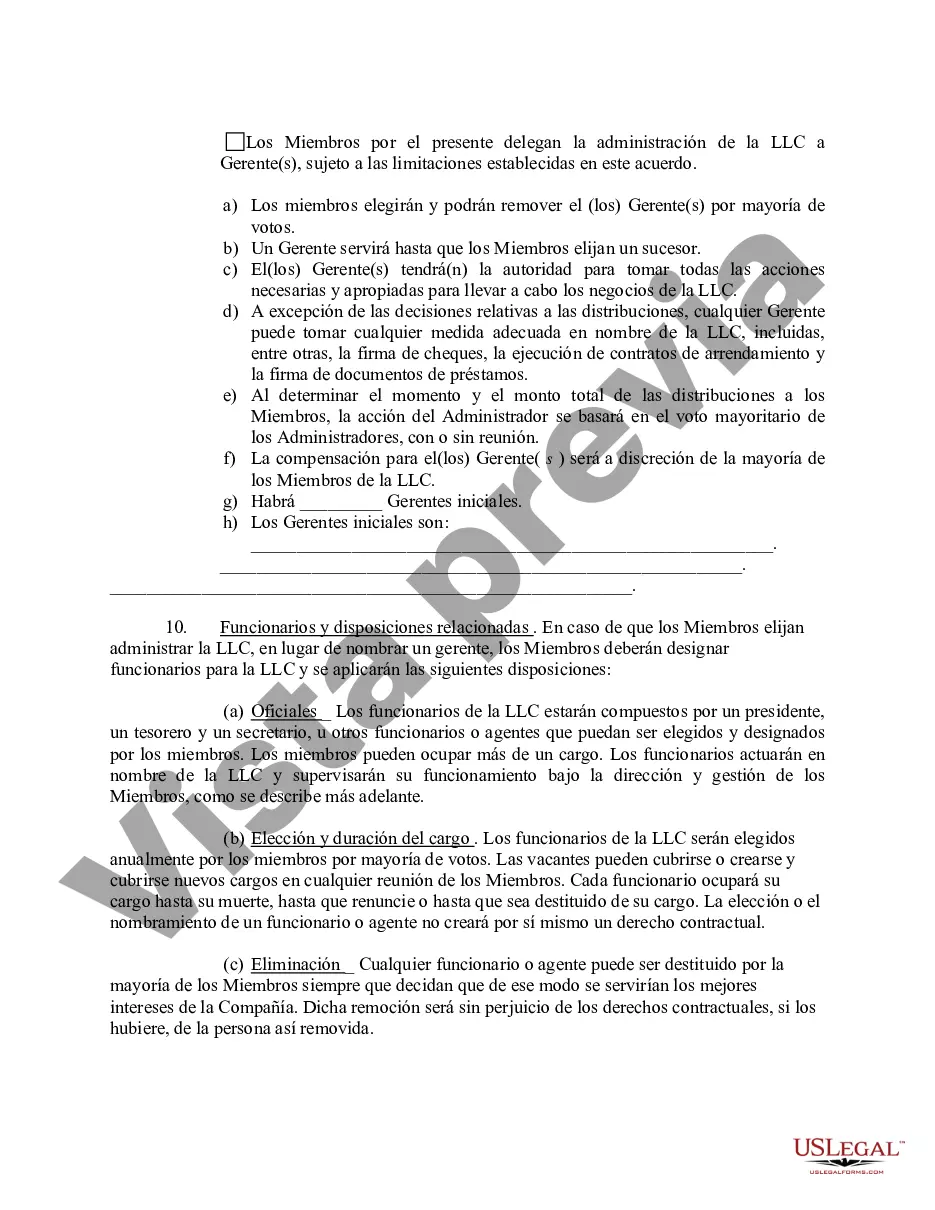 Preview Acuerdo Operativo de Sociedad de Responsabilidad Limitada LLC