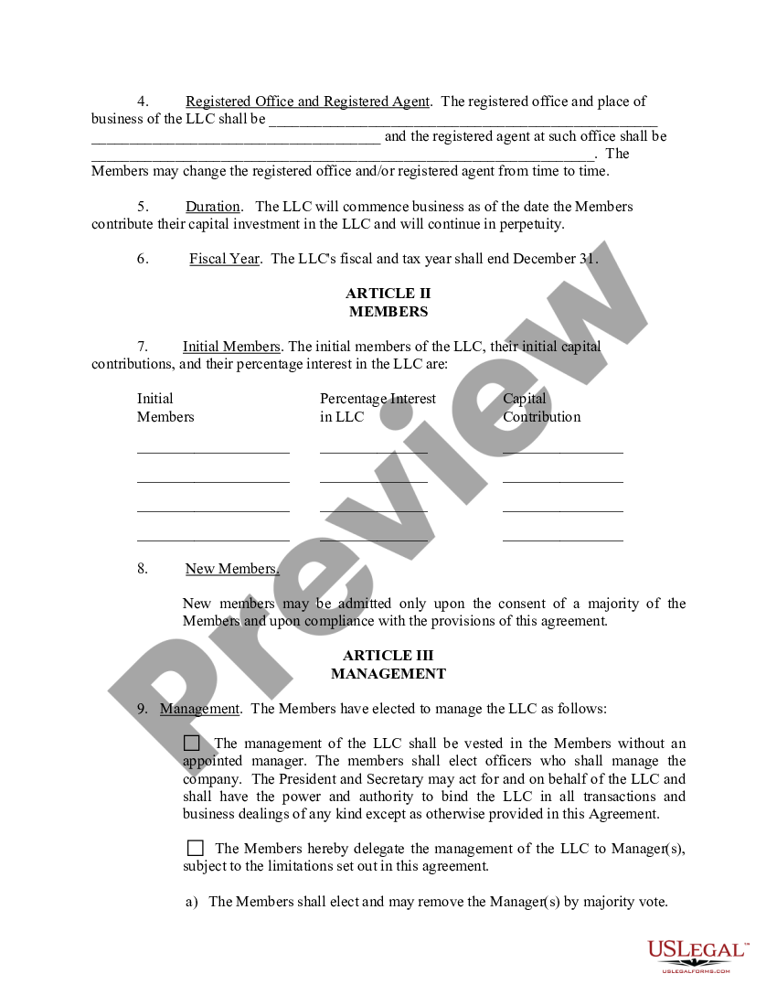 Maryland Limited Liability Company LLC Operating Agreement Limited