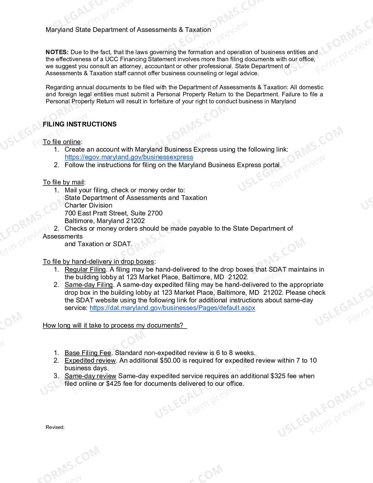 Preview Maryland Articles of Organization for Domestic Limited Liability Company LLC