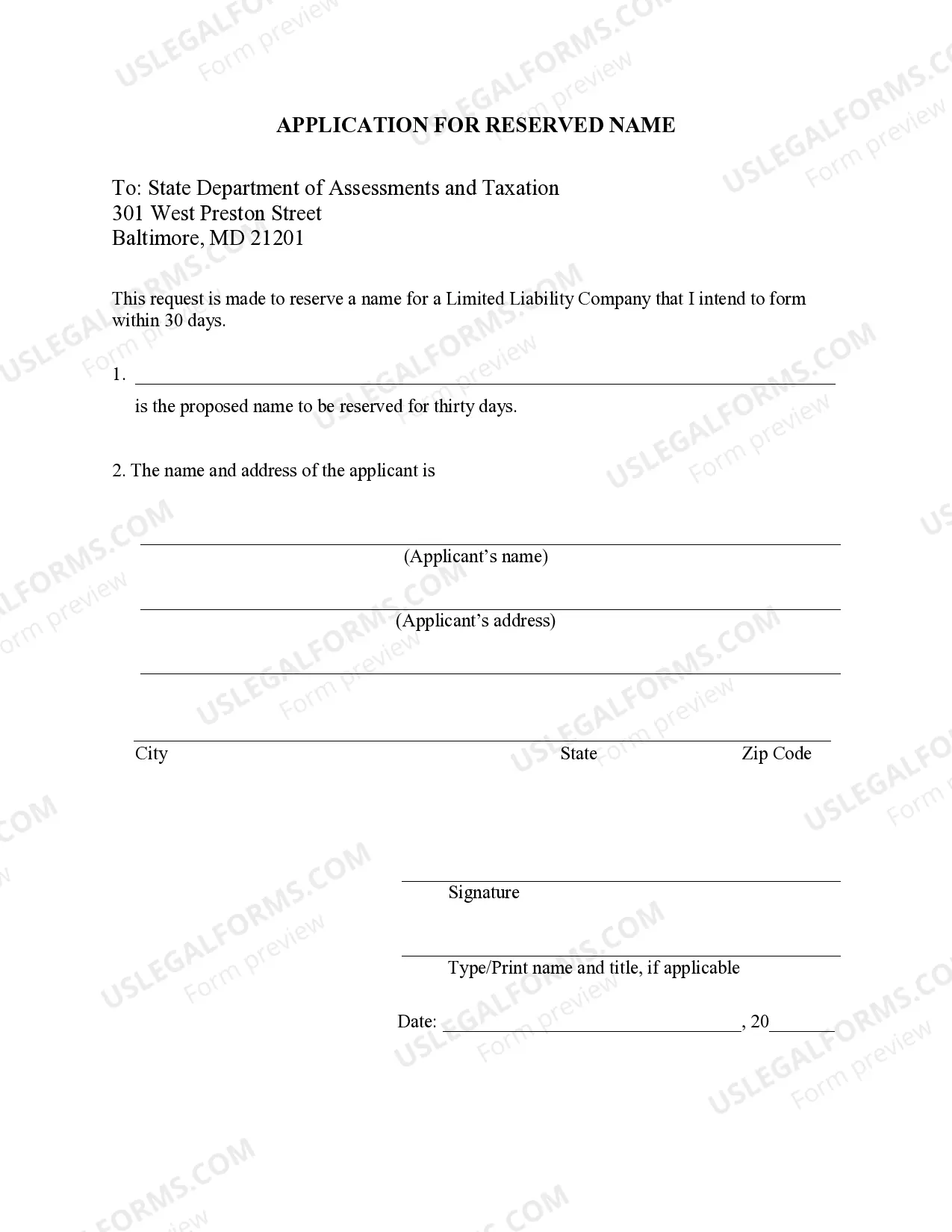 Preview Maryland Professional Limited Liability Company PLLC Formation Package