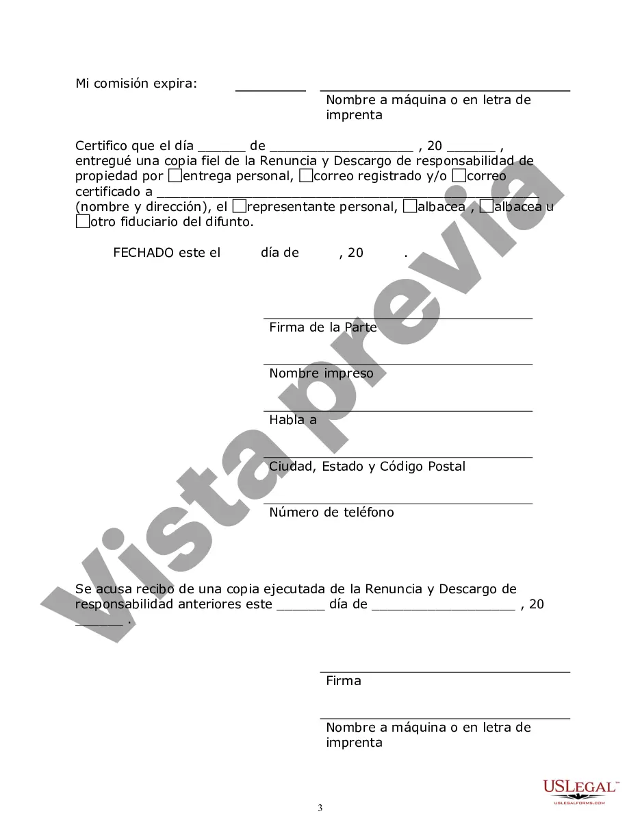 Preview Maryland Renuncia y descargo de responsabilidad de la propiedad del testamento por testamento