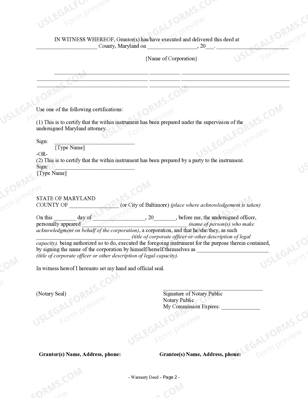 Preview Warranty Deed from Corporation to Individual