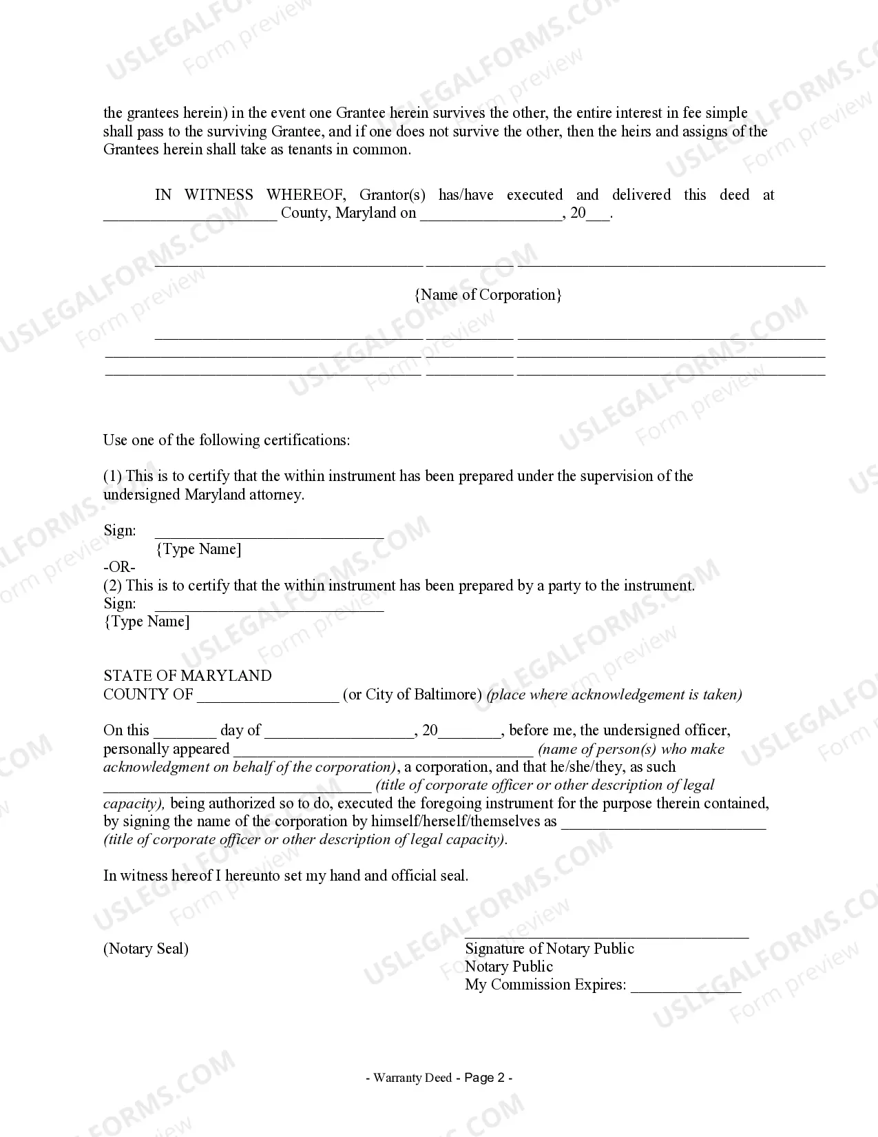 Preview Warranty Deed from Corporation to Two Individuals