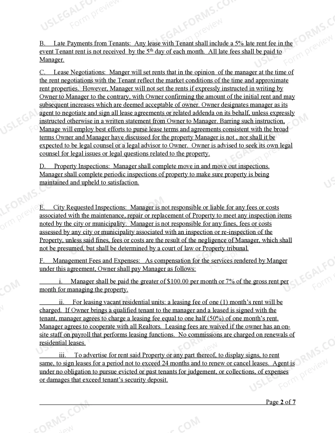 Preview Property Management Agreement