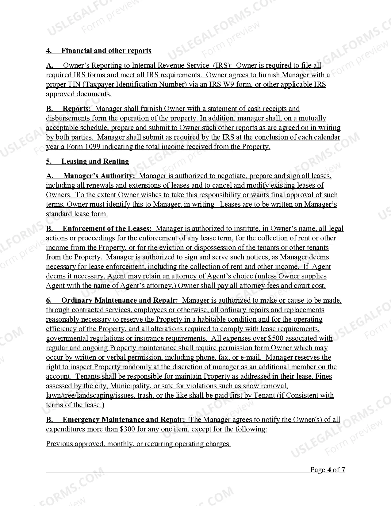 Preview Property Management Agreement