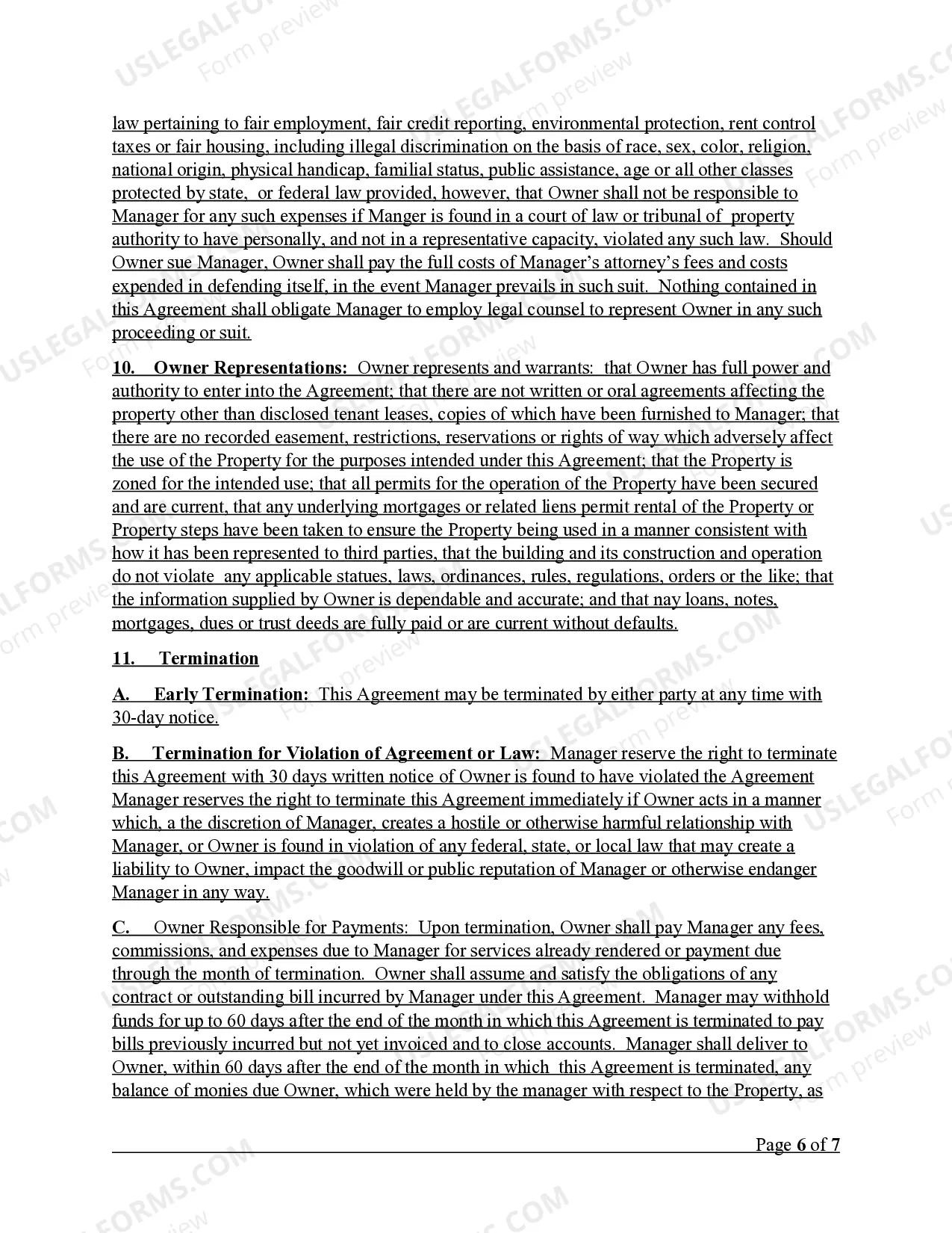 Preview Property Management Agreement