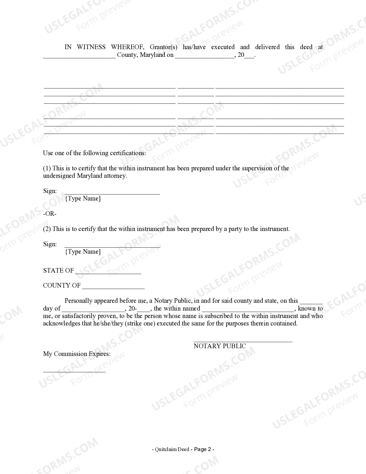 Preview Quitclaim Deed from Husband and Wife to Husband and Wife