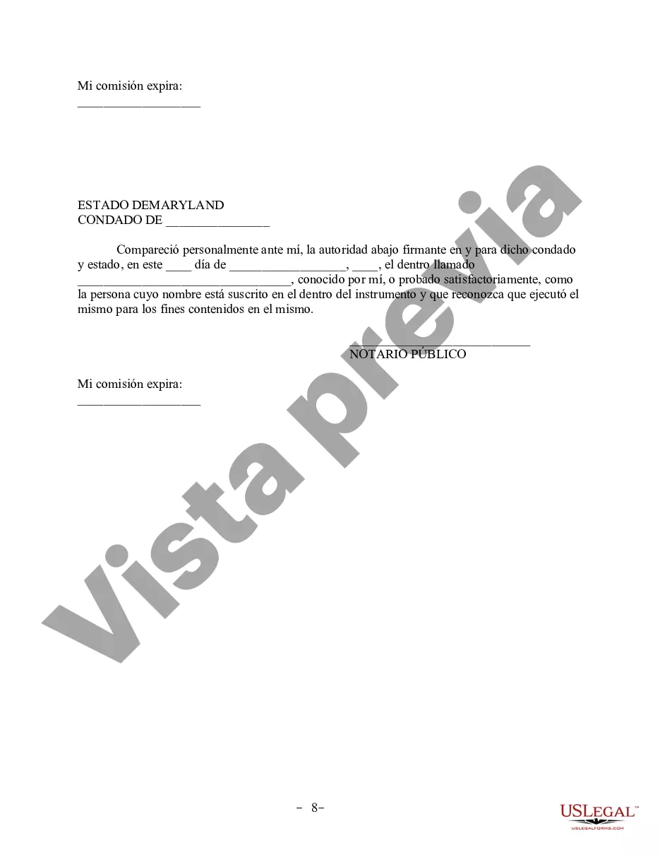 Preview Acuerdo de propiedad posnupcial - Maryland