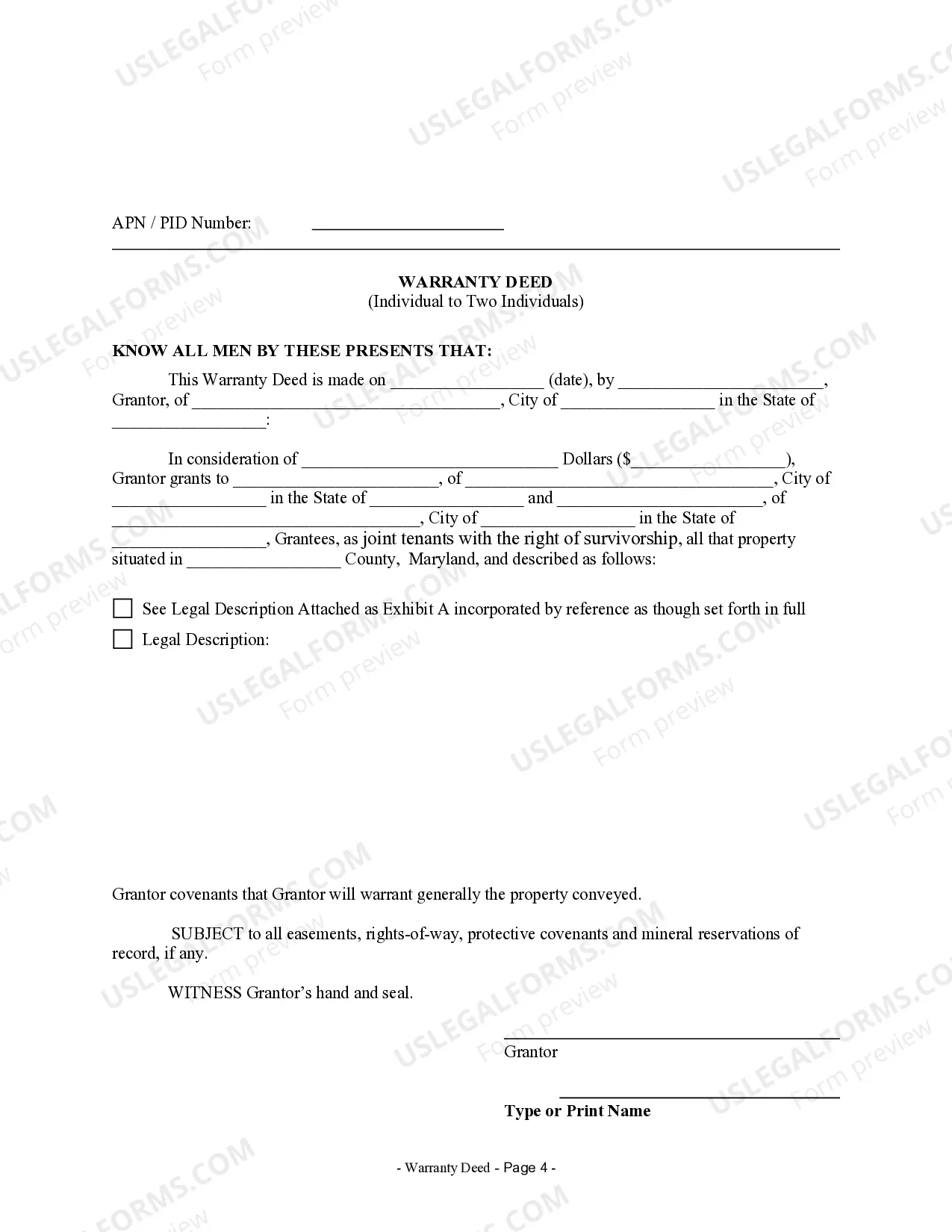 Preview Warranty Deed - Individual to Two Individuals