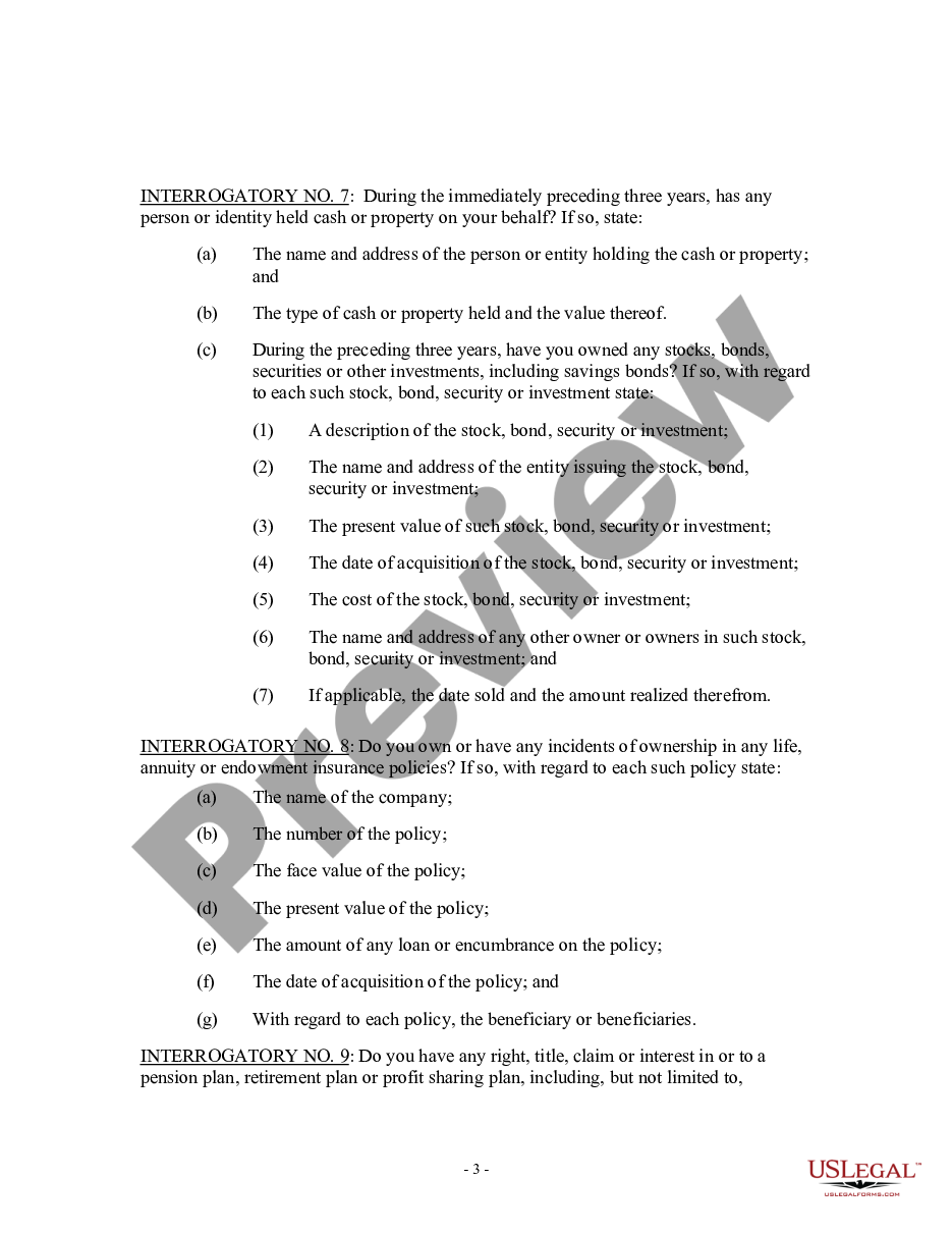 page 2 Discovery Interrogatories for Divorce Proceeding for either Plaintiff or Defendant - Another Form preview