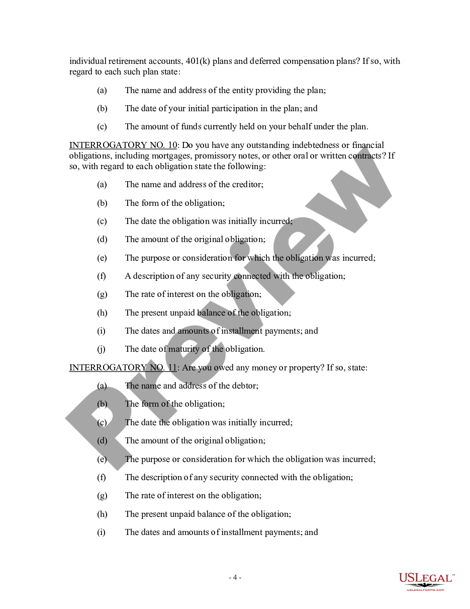 page 3 Discovery Interrogatories for Divorce Proceeding for either Plaintiff or Defendant - Another Form preview