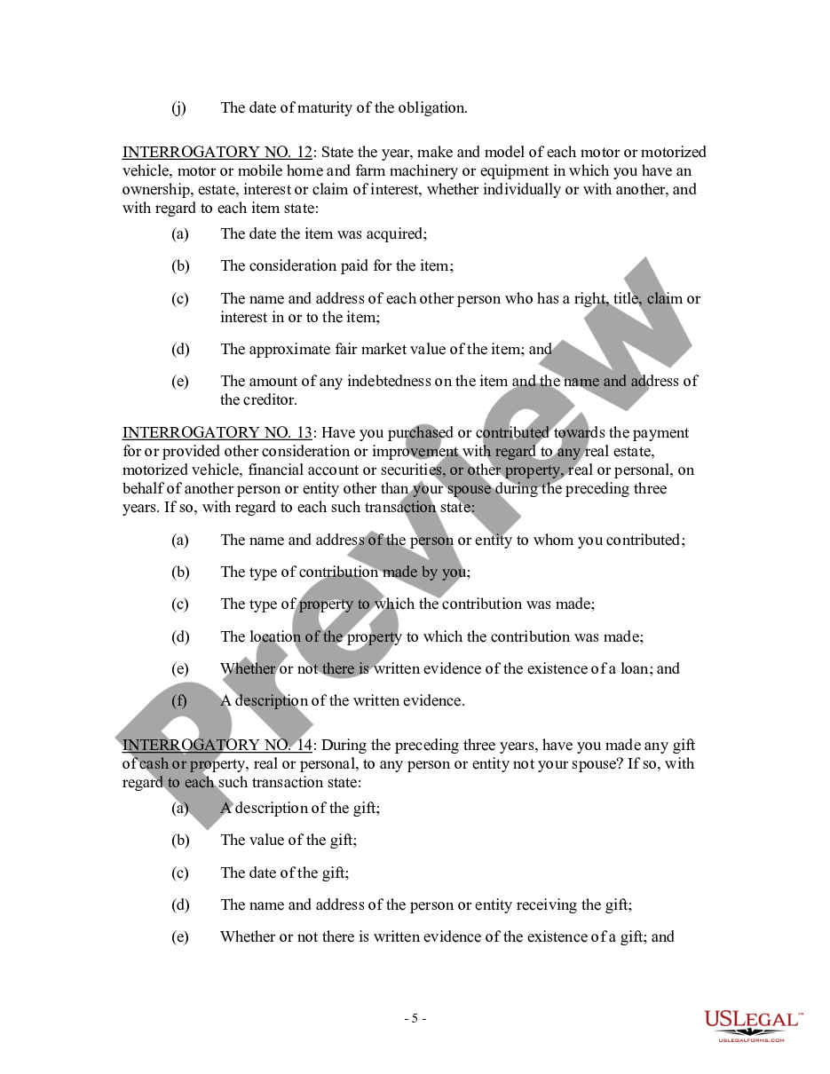 page 4 Discovery Interrogatories for Divorce Proceeding for either Plaintiff or Defendant - Another Form preview
