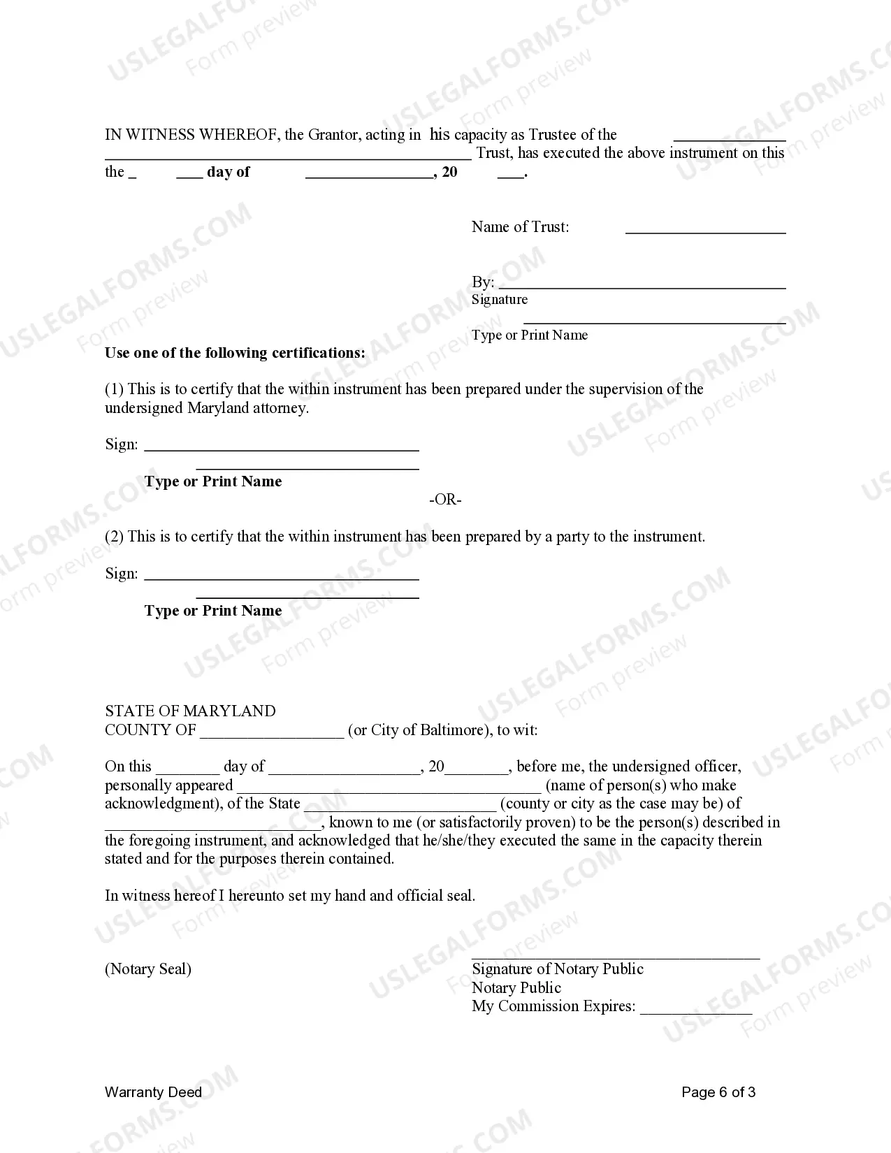 Preview Warranty Deed from Trust to Two (2) Individuals