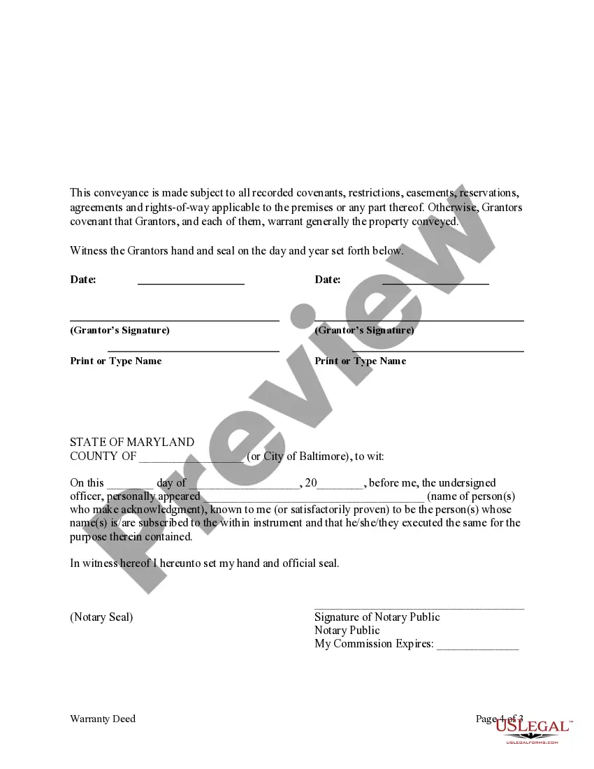 Preview Warranty Deed from Husband and Wife, or Two Individuals to Two Trusts as Tenants in Common