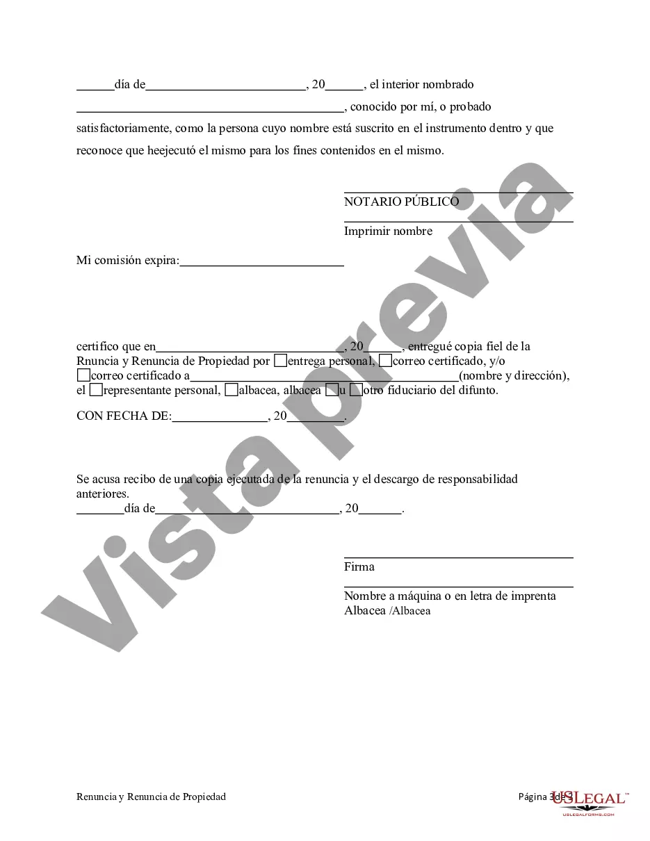 Preview Renuncia y renuncia de propiedad de Maryland - Instrumento o contrato no testamentario