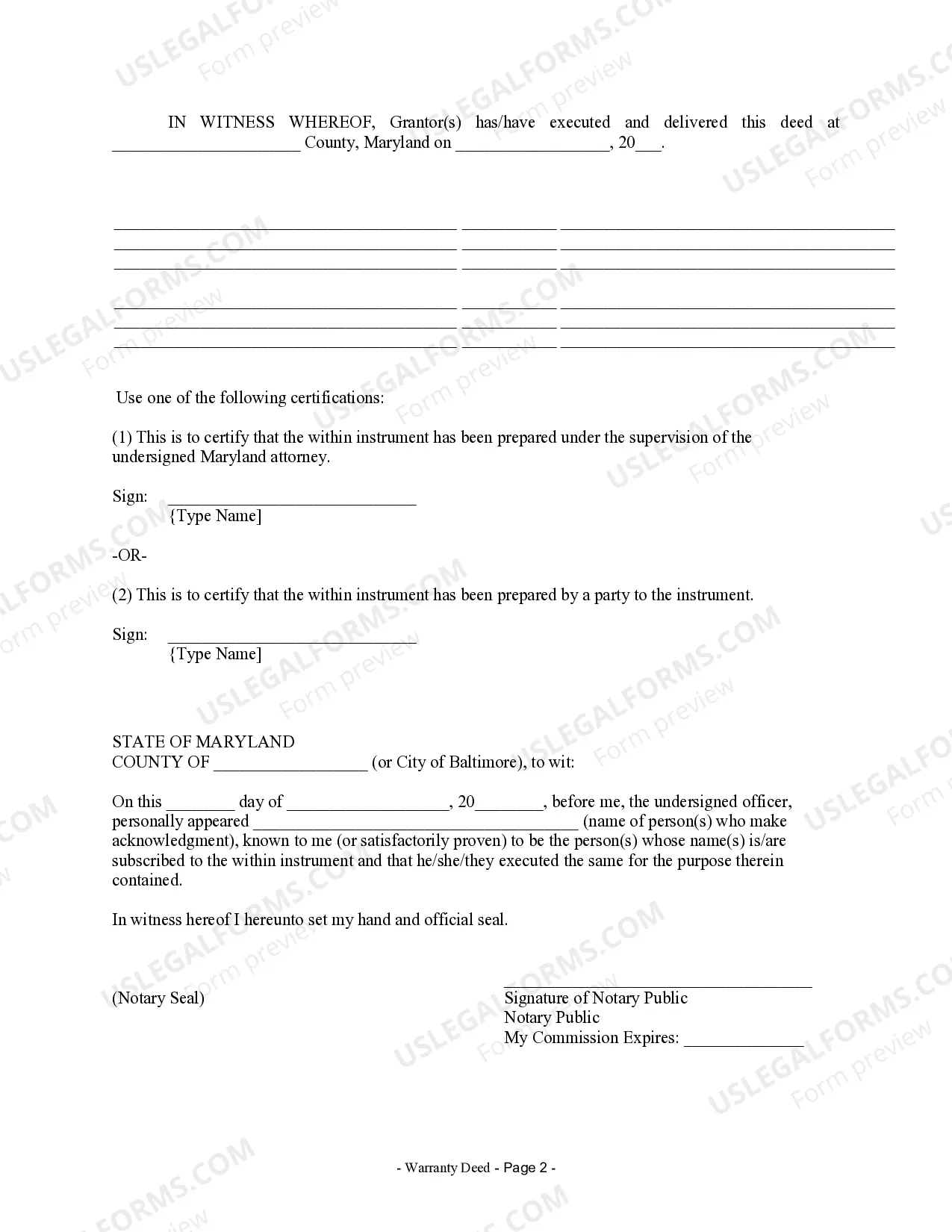 Preview Warranty Deed from two Individuals to Corporation