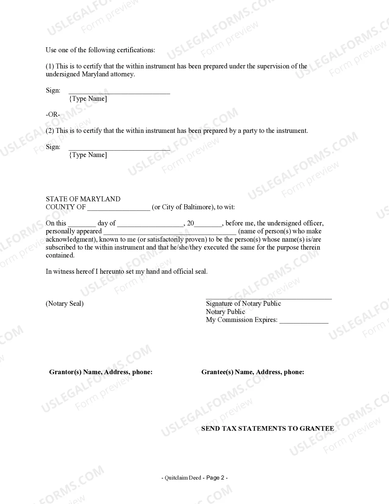 Preview Quitclaim Deed from Individual to Corporation