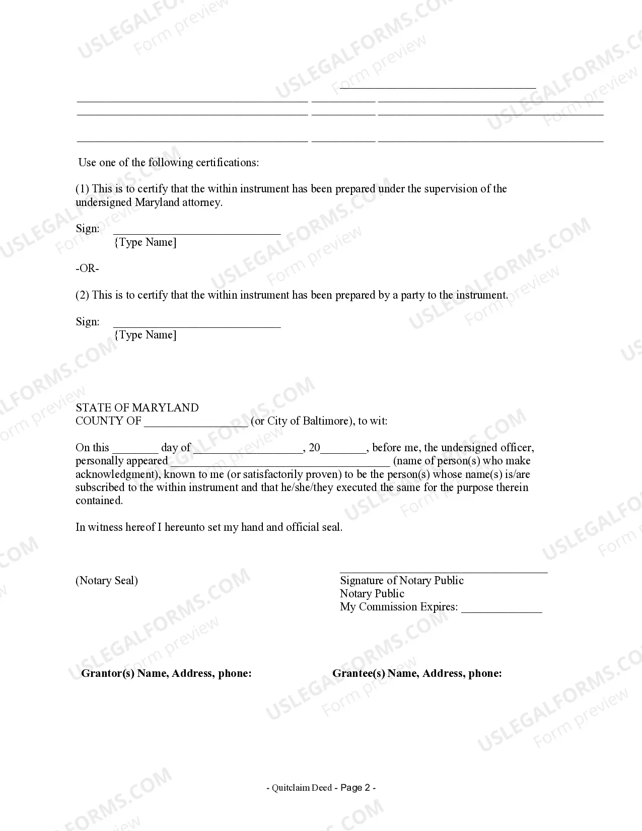 Preview Quitclaim Deed from Individual to LLC