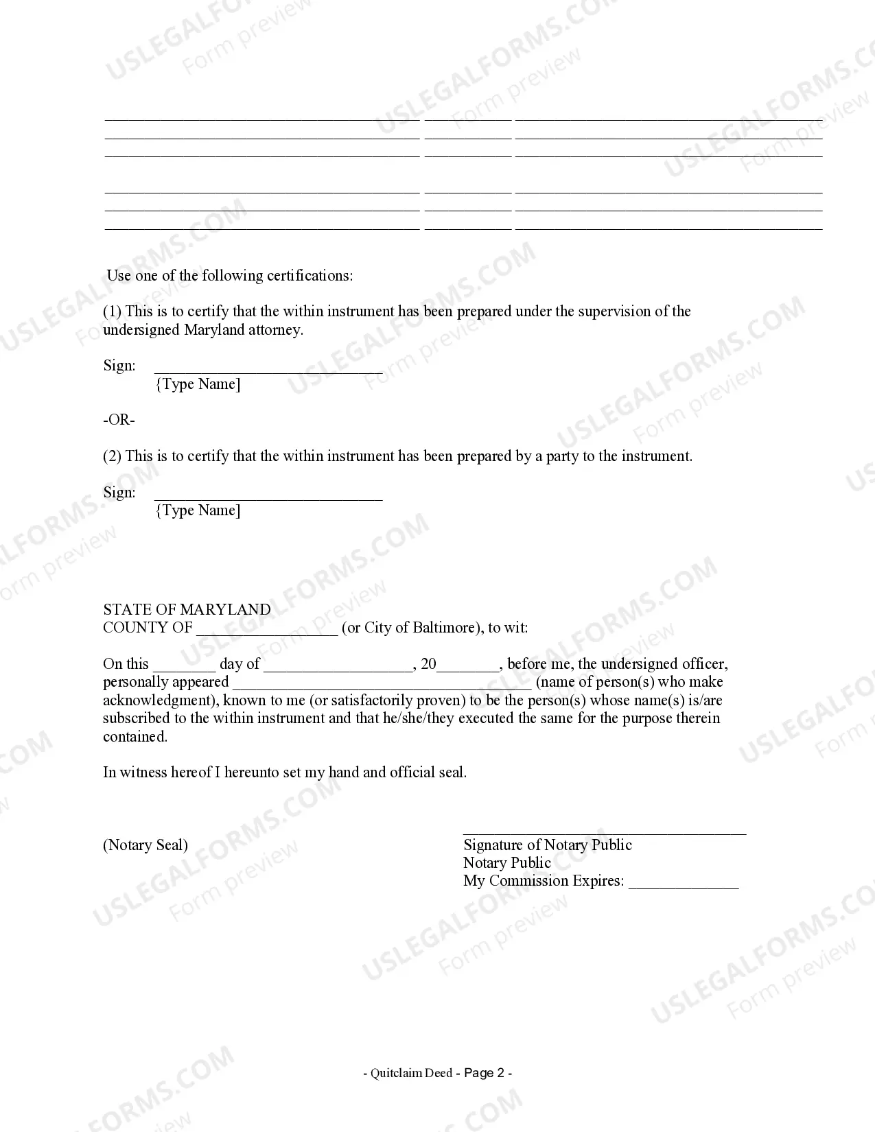 Preview Quitclaim Deed from Husband and Wife to LLC