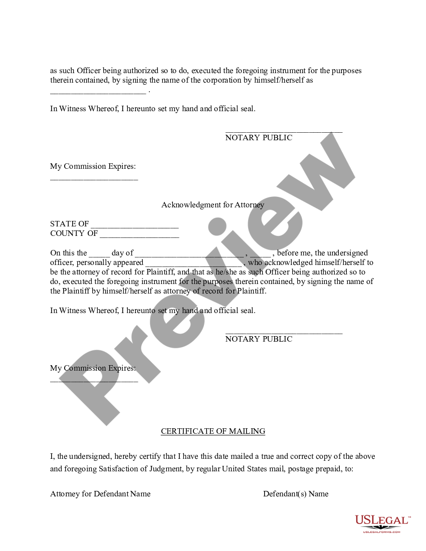 Maryland Satisfaction of Judgment - Maryland Judgment | US Legal Forms