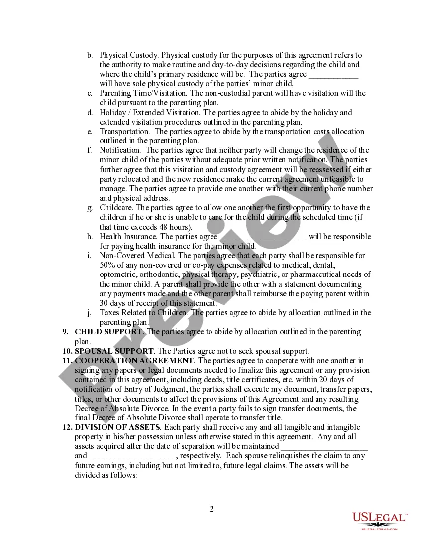 Preview Maryland Dissolution Agreement with Minor Children