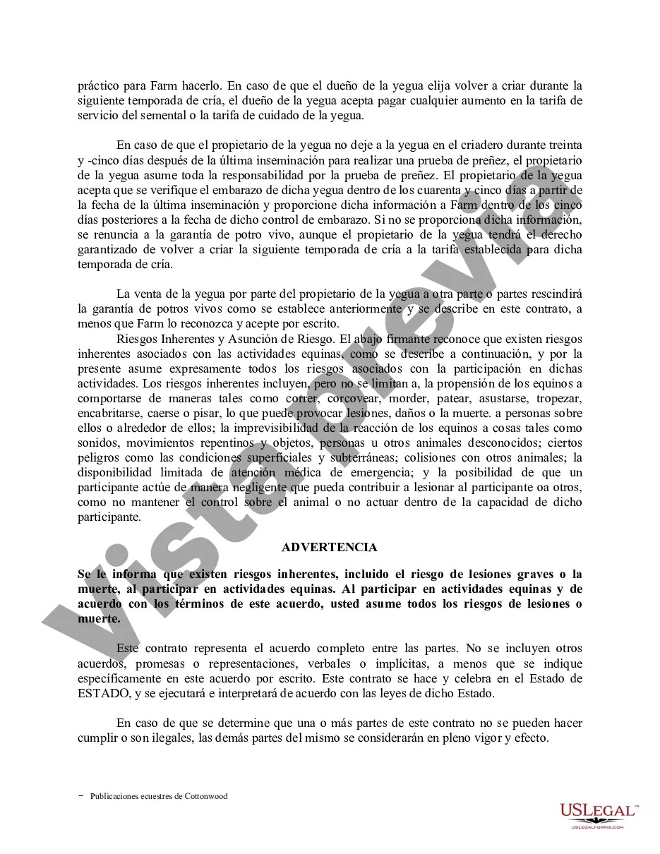 Preview Contrato de servicio de semental - Formularios equinos de caballos