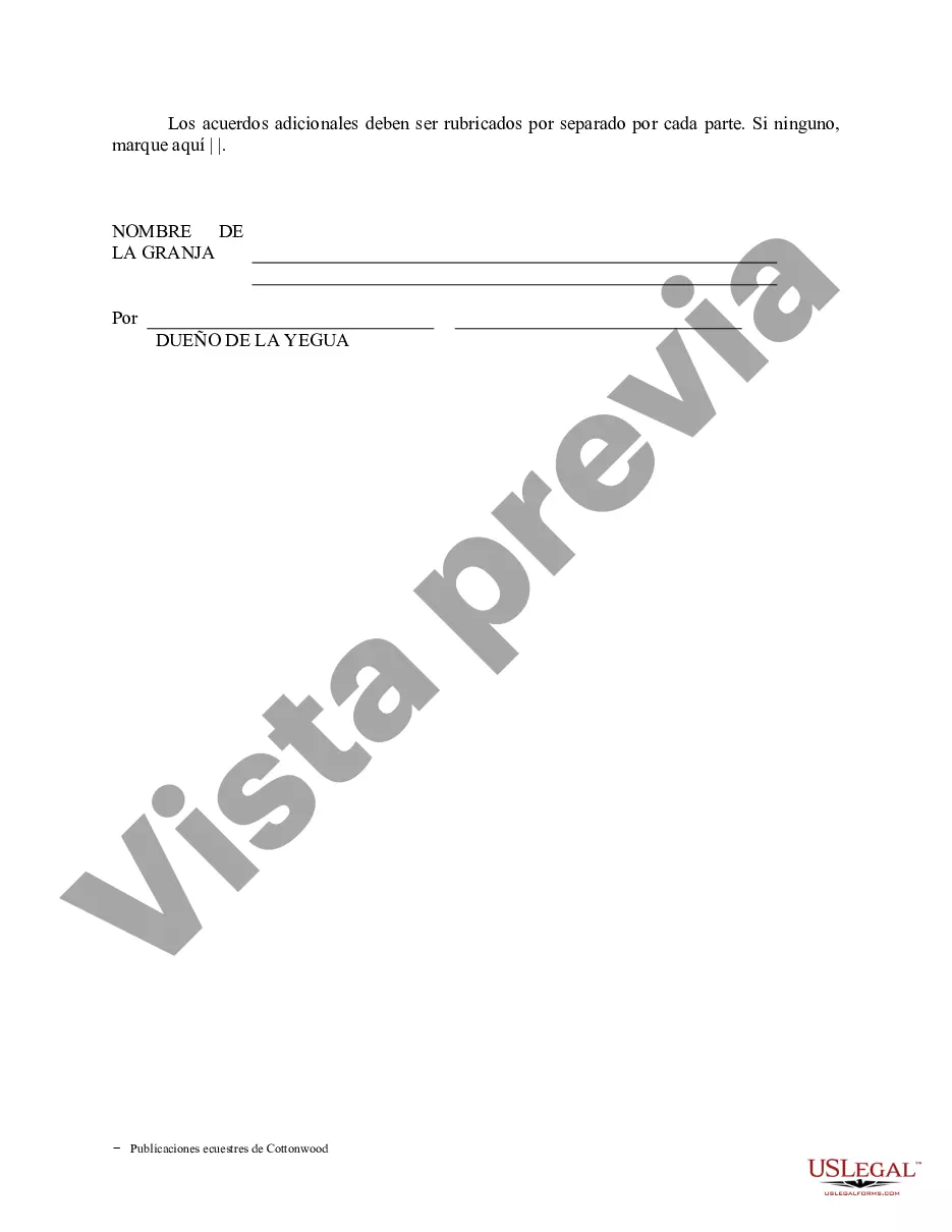 Preview Contrato de servicio de semental - Formularios equinos de caballos