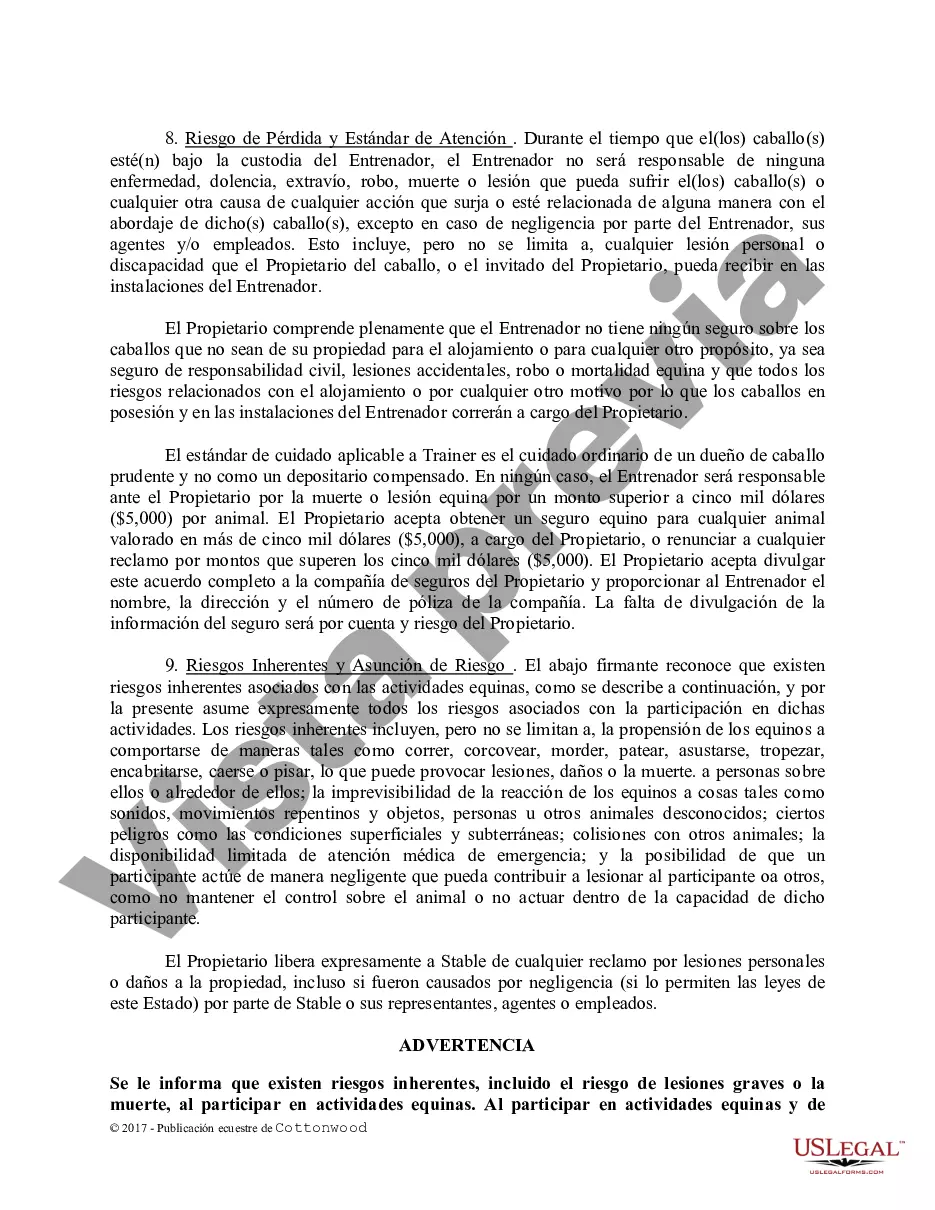 Preview Contrato de Entrenamiento - Caballo Equino Formas