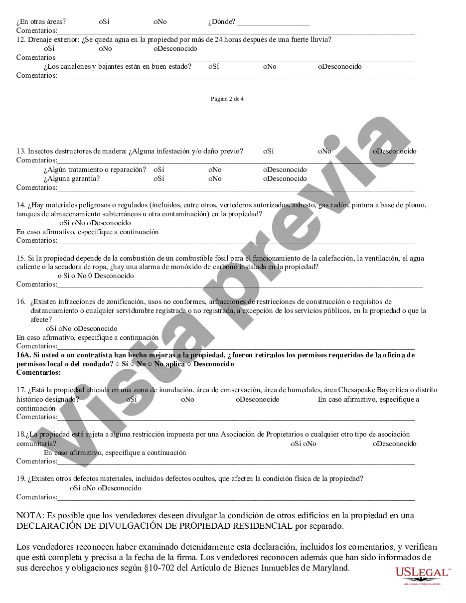 Preview Declaración de Divulgación de Ventas de Bienes Raíces Residenciales