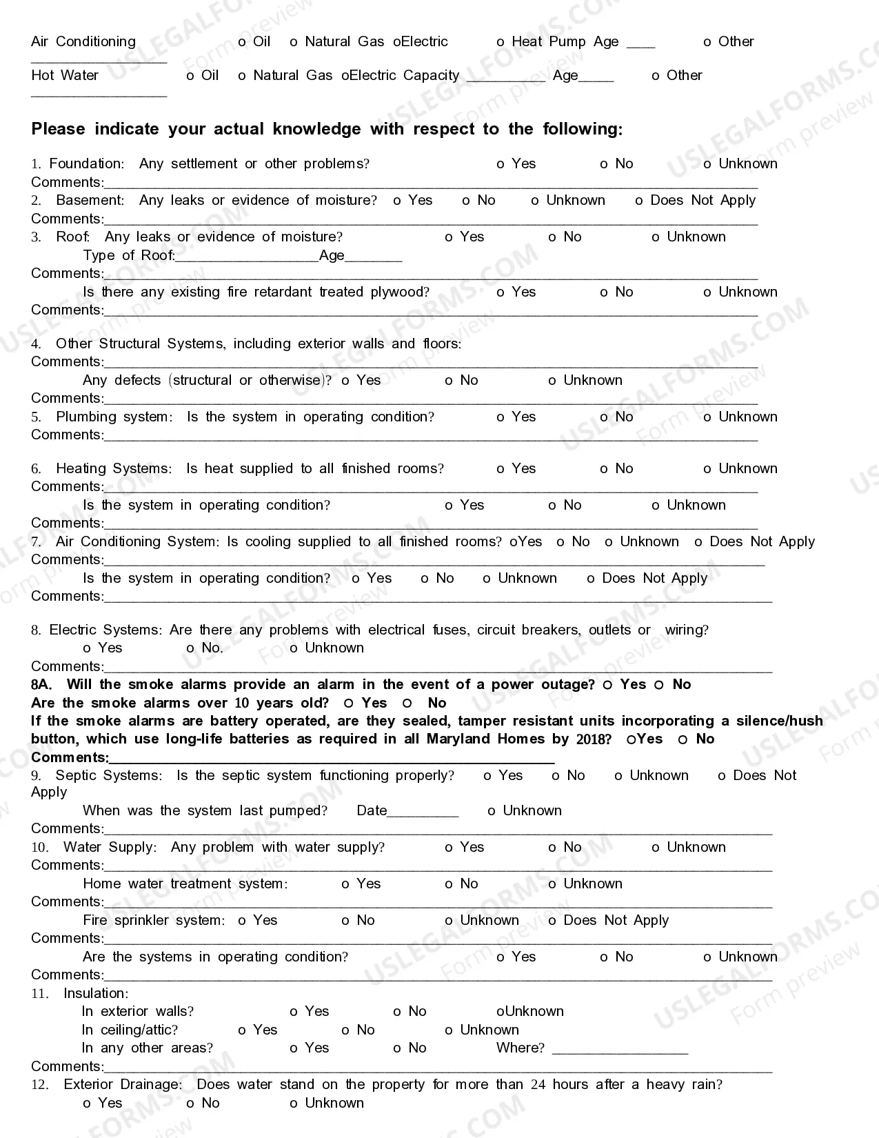 Preview Residential Real Estate Sales Disclosure Statement