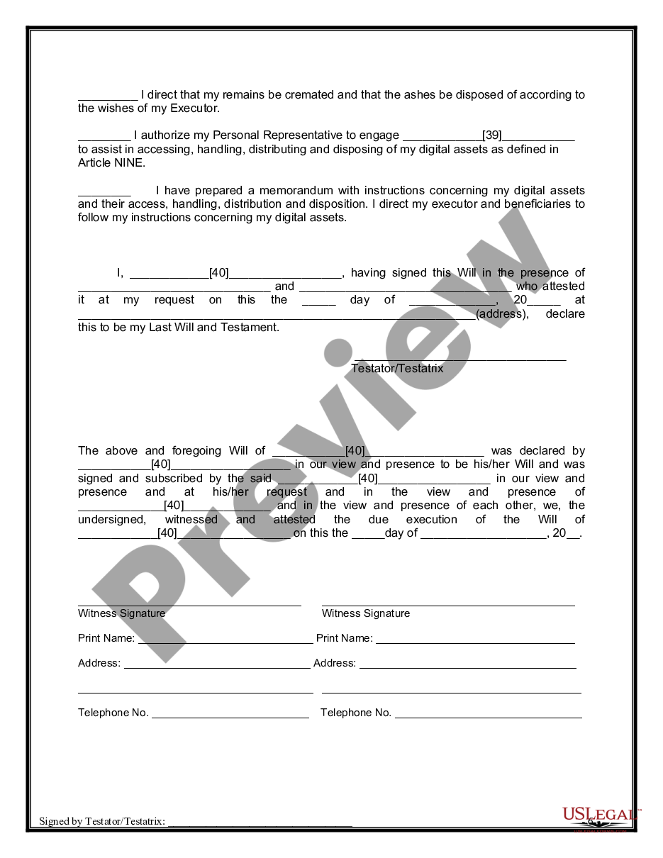 page 8 Mutual Wills Package of Last Wills and Testaments for Unmarried Persons living together with Adult Children preview