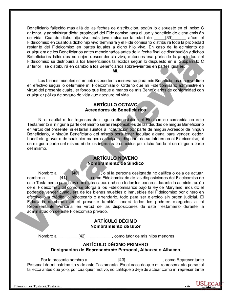 Preview Testamentos Mutuos o Últimas Voluntades y Testamentos para Personas Solteras que conviven con Hijos Menores