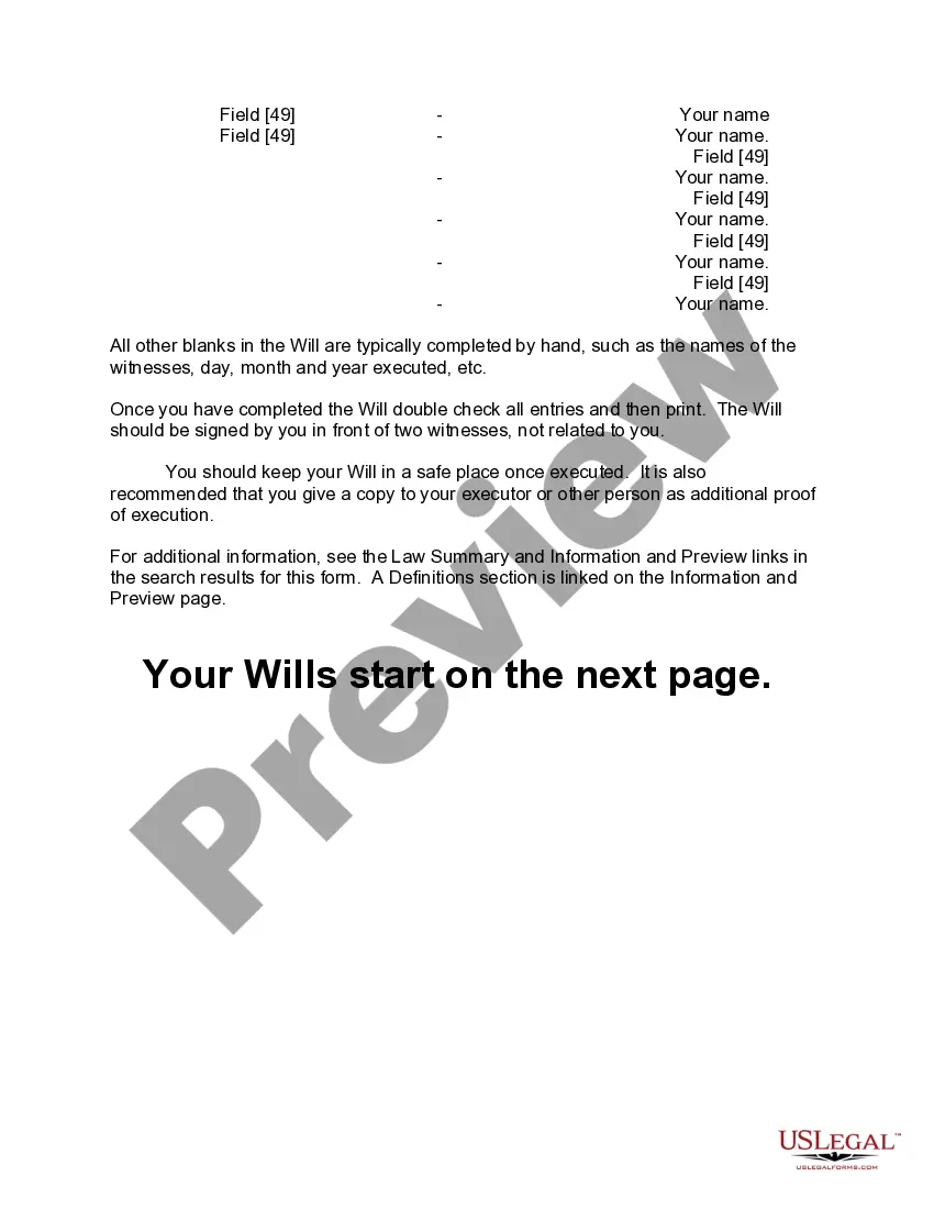 Preview Mutual Wills or Last Will and Testaments for Man and Woman living together, not Married with Minor Children