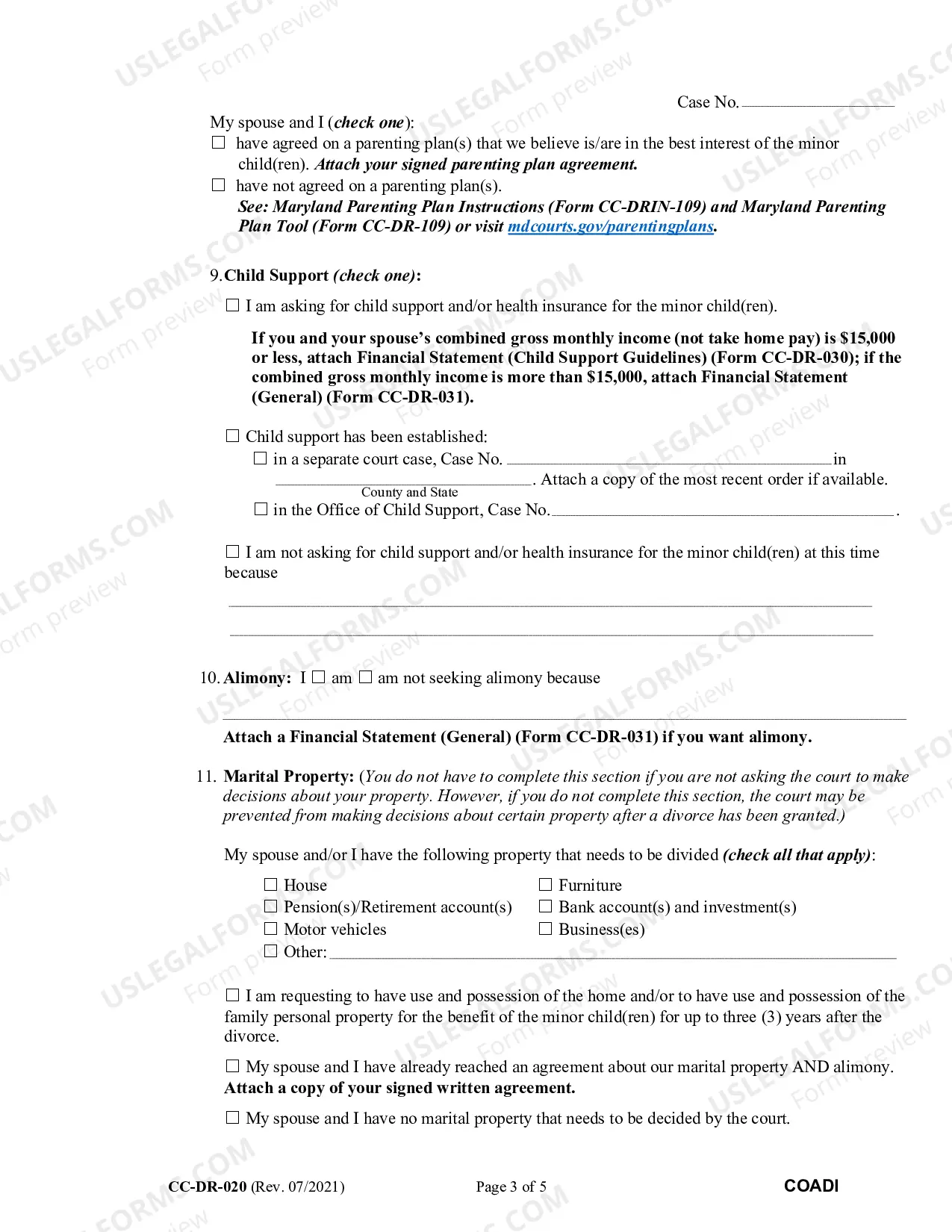 Preview Complaint for Absolute Divorce for People with No Children