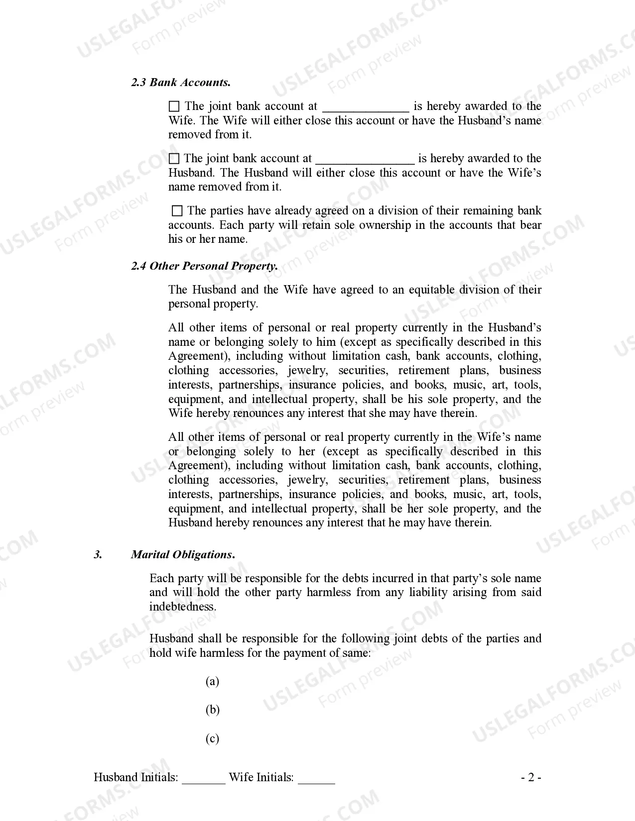 Preview Marital Domestic Separation and Property Settlement Agreement Adult Children