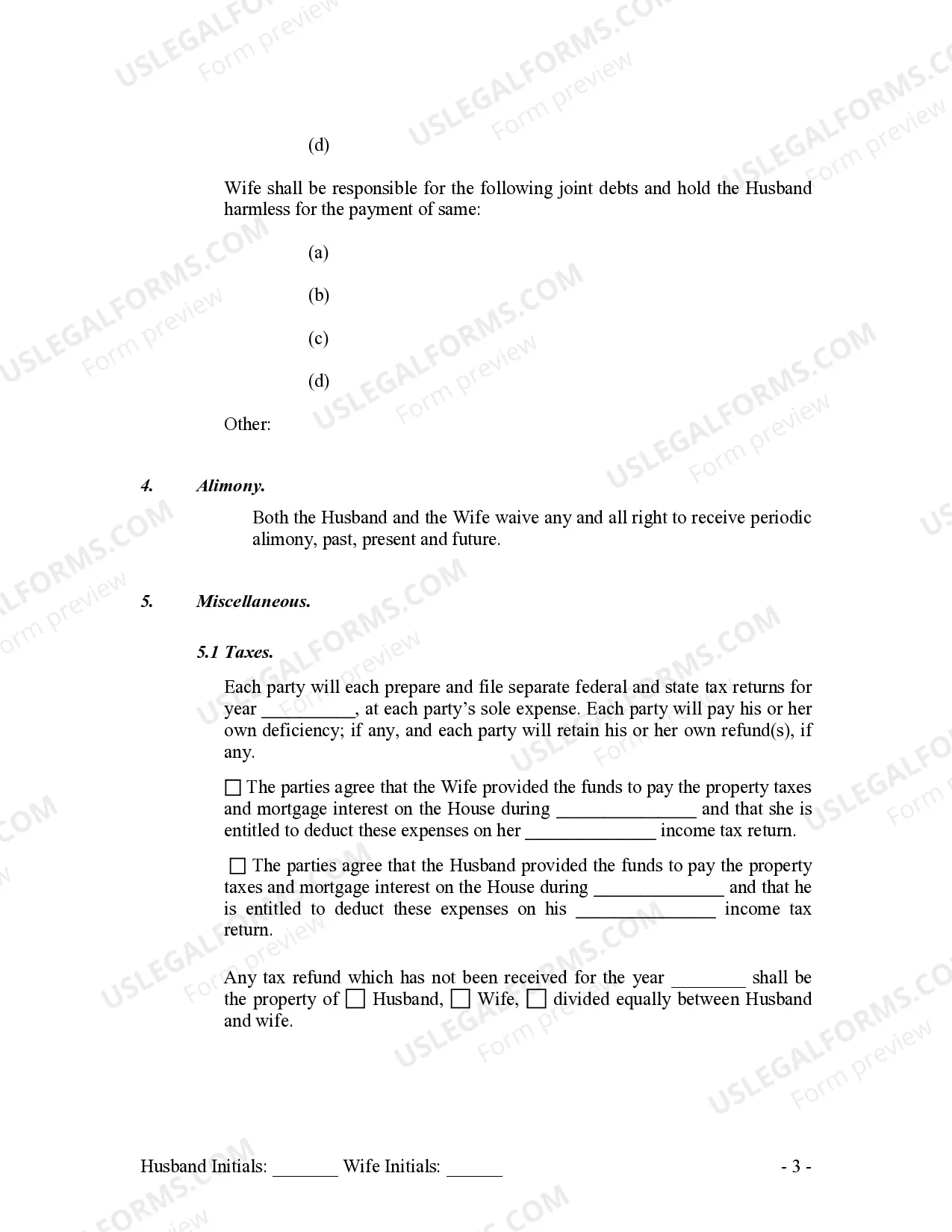 Preview Marital Domestic Separation and Property Settlement Agreement Adult Children
