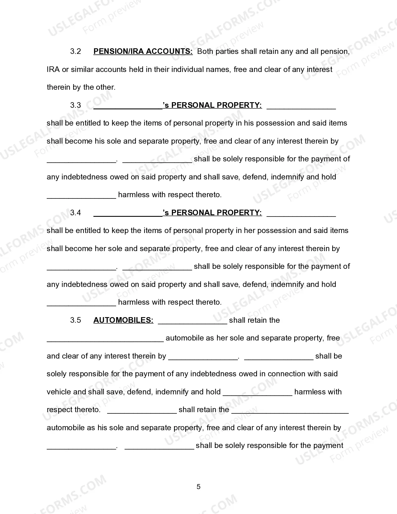 Preview Marital Settlement Agreement